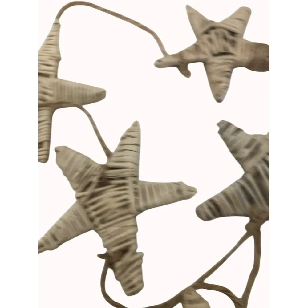 Handmade Natural Wicker Star Garland With 9 Stars 6 Ft Long Rustic Decor Xmas